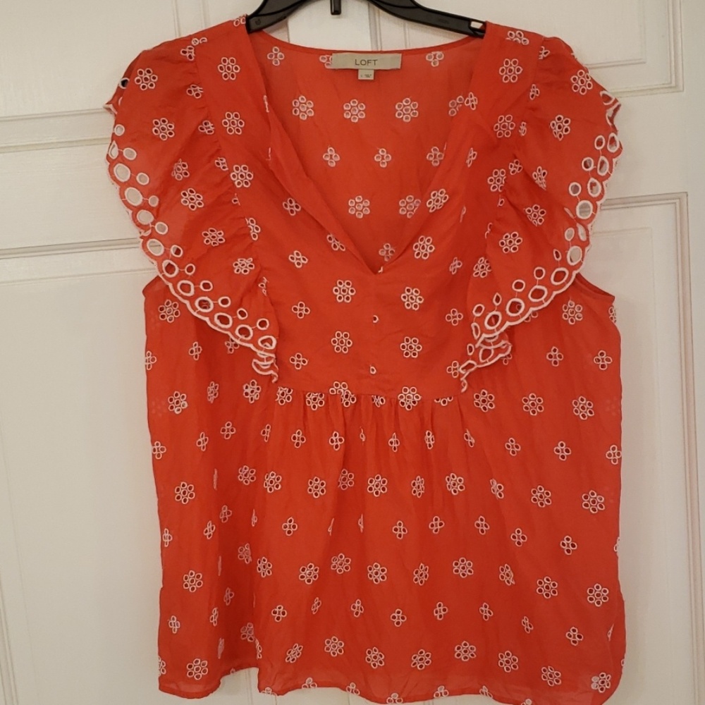 Loft Eyelet Shirt with Flutter sleeves